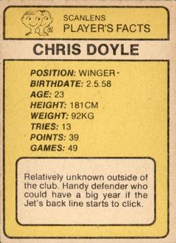 1981 Scanlens #121 Chris Doyle Back